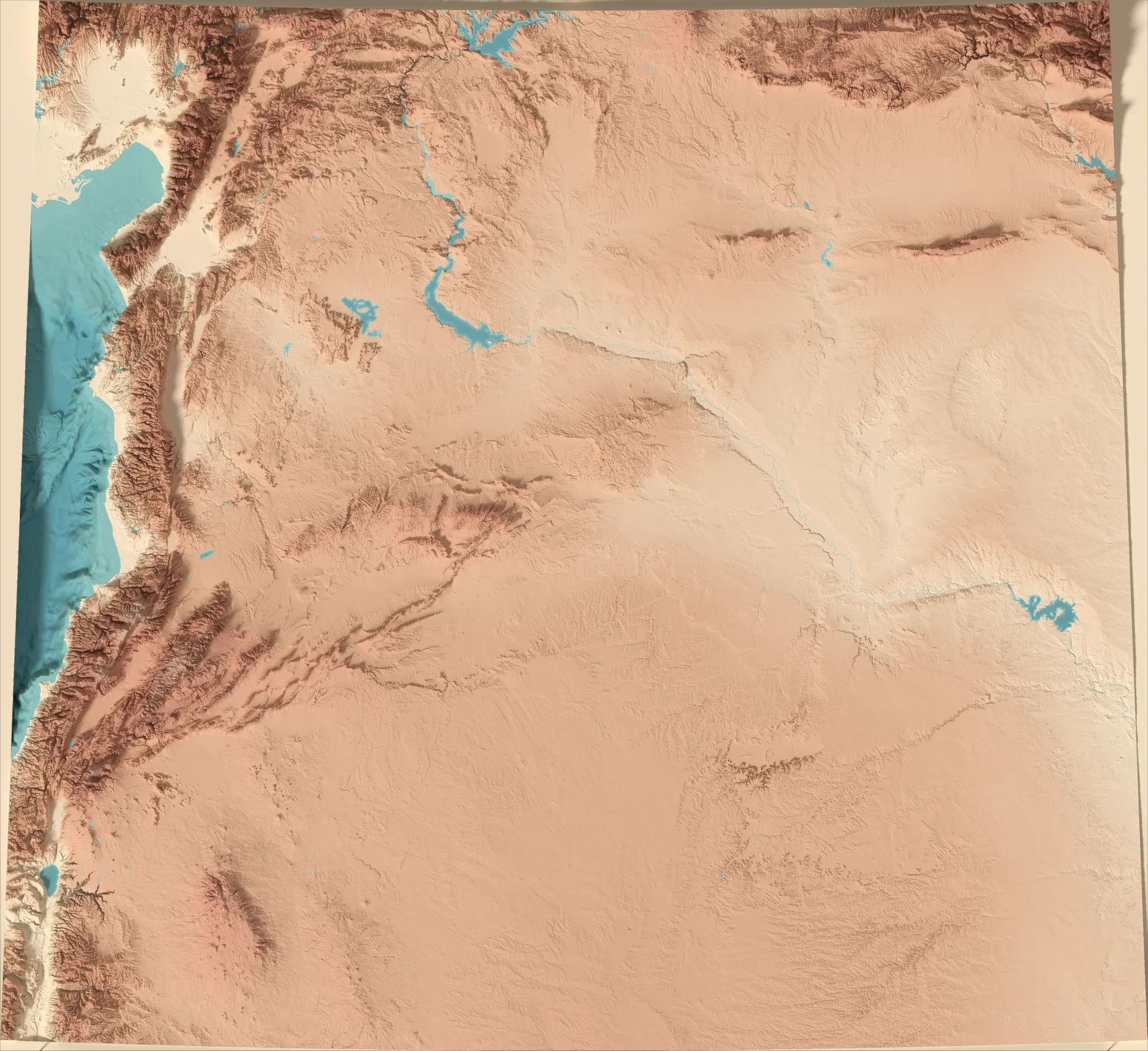 Ray-traced relief map of Syria