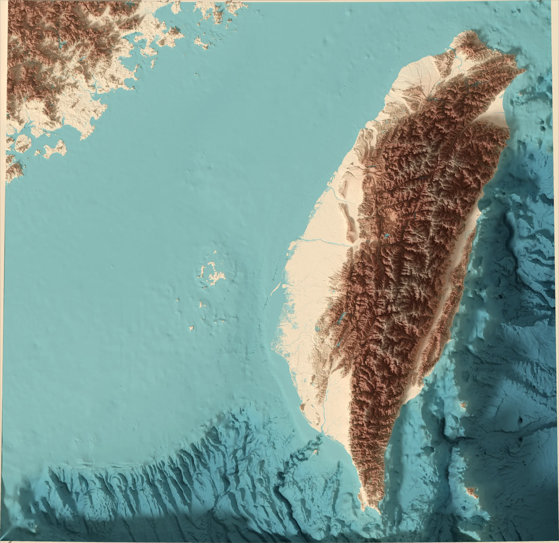 Ray-traced relief map of Taiwan