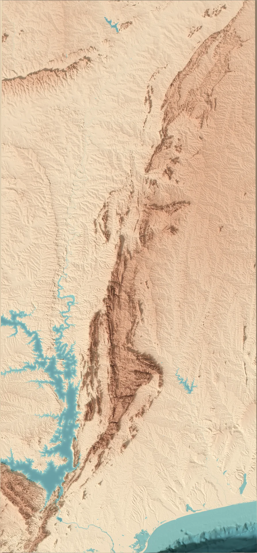 Ray-traced relief map of Togo